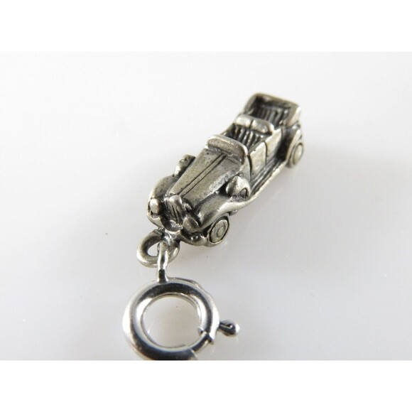 Vintage 3D Sterling Silver Old Antique Convertible Car Travel Charm C Clasp Char - Picture 4 of 6
